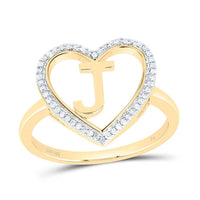 Yellow Gold Diamond Initial J Ring - 1/10 Carat Total Diamond Weight
