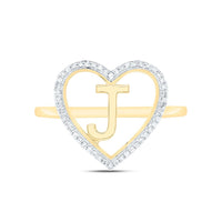 Yellow Gold Diamond Initial J Ring - 1/10 Carat Total Diamond Weight