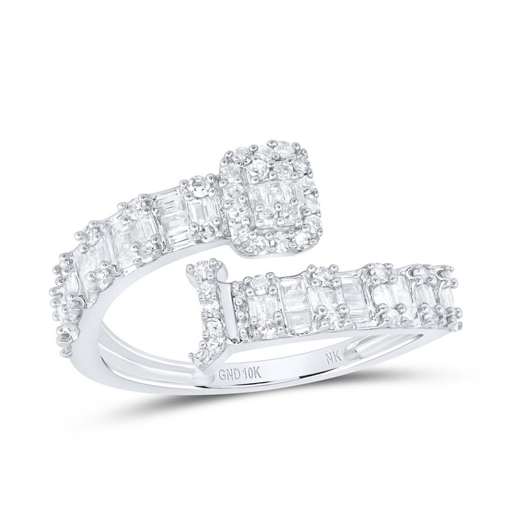 Yellow Gold Diamond Initial J Ring - 1/2 Carat Total Diamond Weight