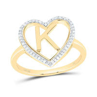 Yellow Gold Diamond Initial K Ring - 1/10 Carat Total Diamond Weight