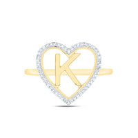 Yellow Gold Diamond Initial K Ring - 1/10 Carat Total Diamond Weight