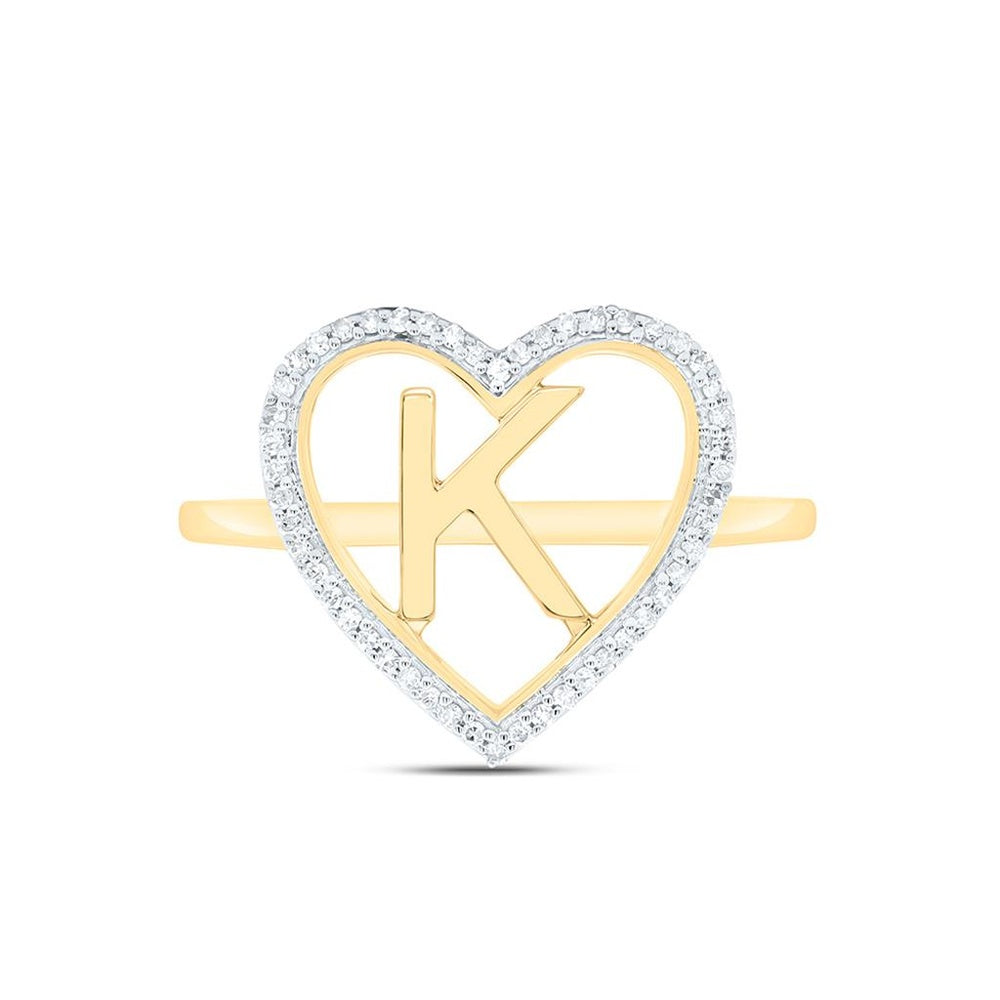 Yellow Gold Diamond Initial K Ring - 1/10 Carat Total Diamond Weight