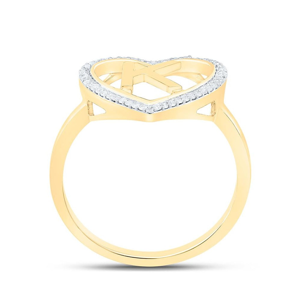 Yellow Gold Diamond Initial K Ring - 1/10 Carat Total Diamond Weight