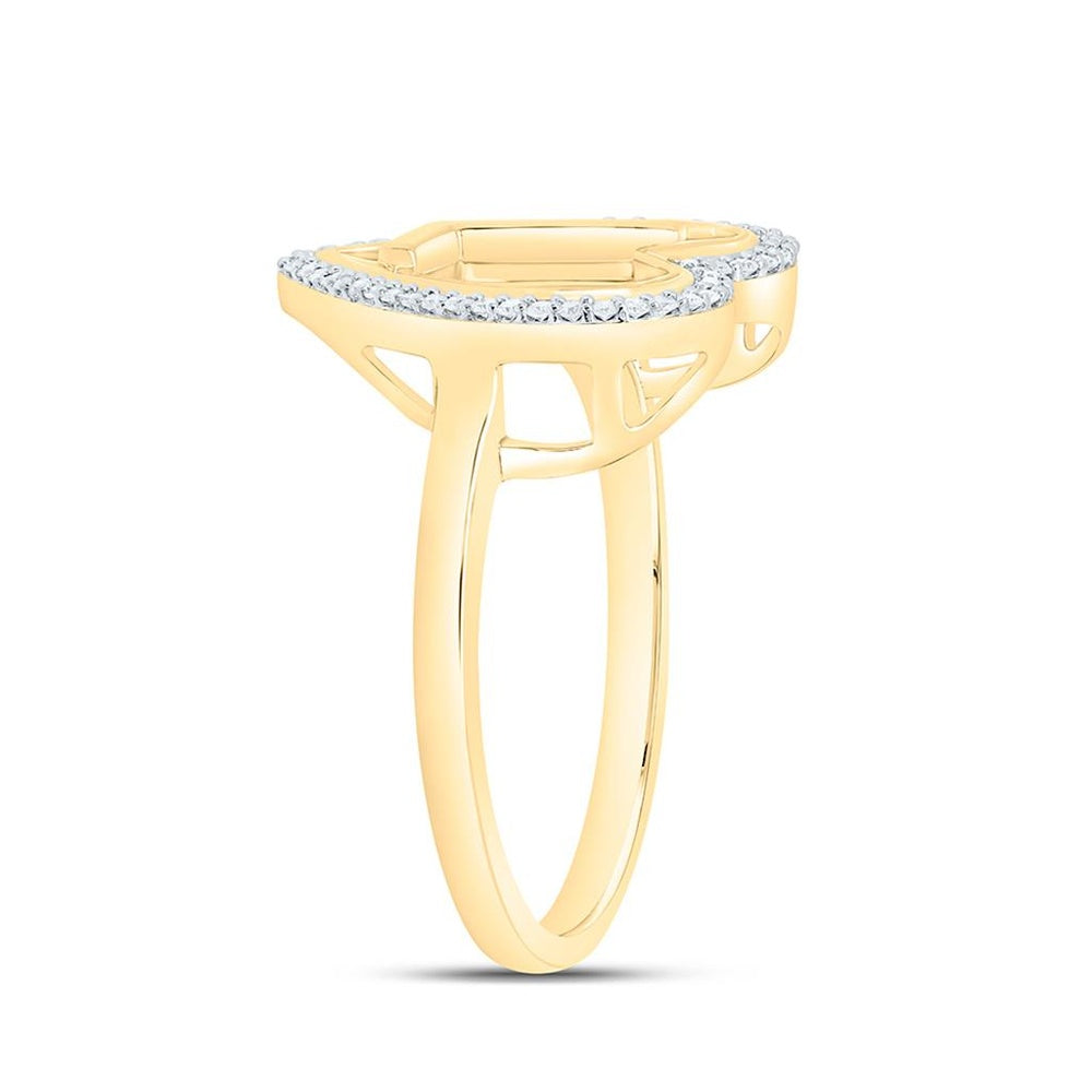 Yellow Gold Diamond Initial L Ring - 1/10 Carat Total Diamond Weight