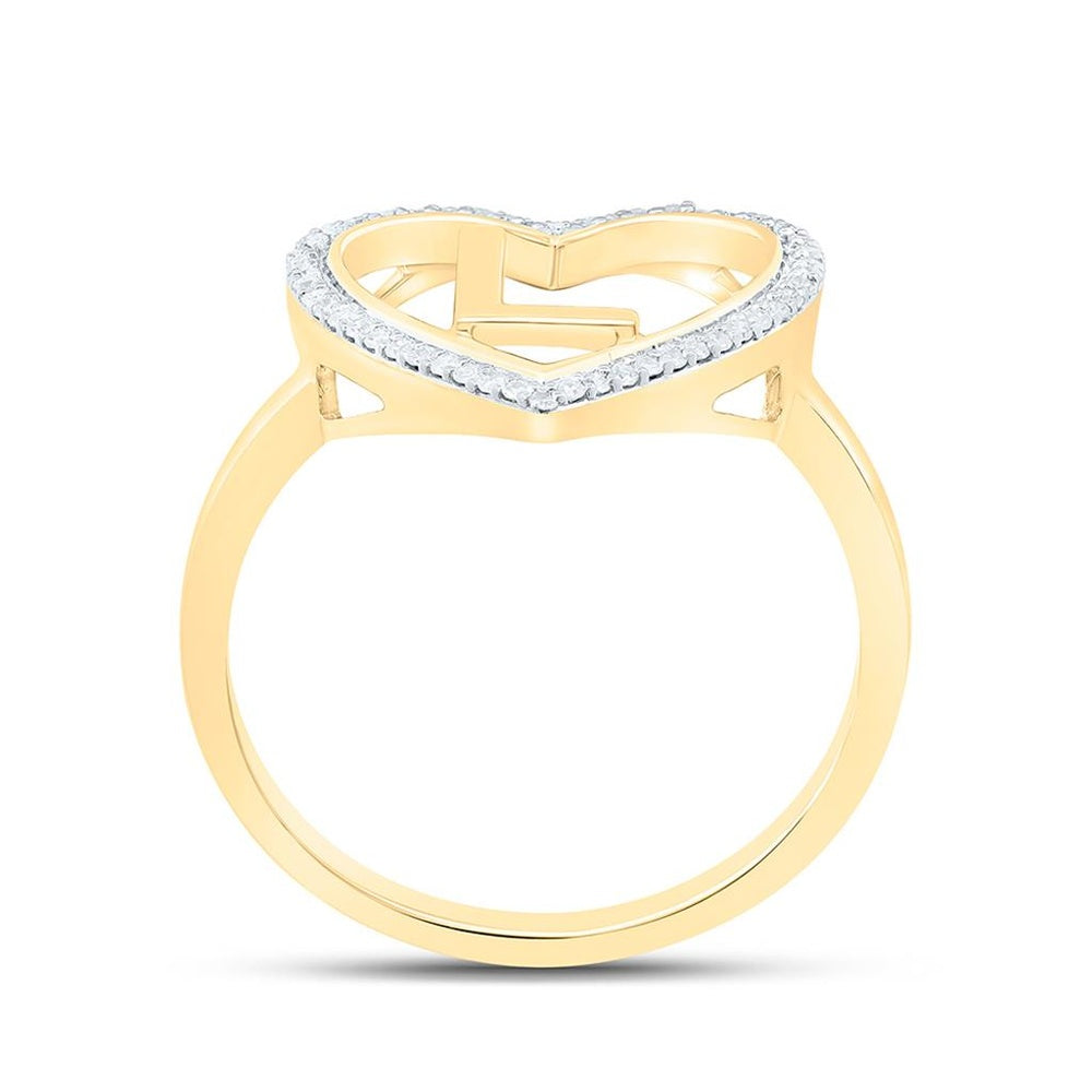 Yellow Gold Diamond Initial L Ring - 1/10 Carat Total Diamond Weight