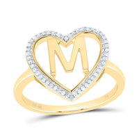 Yellow Gold Diamond Initial M Ring - 1/10 Carat Total Diamond Weight