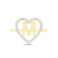 Yellow Gold Diamond Initial M Ring - 1/10 Carat Total Diamond Weight