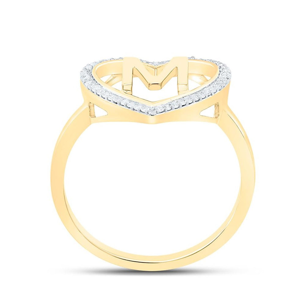 Yellow Gold Diamond Initial M Ring - 1/10 Carat Total Diamond Weight