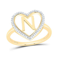 Yellow Gold Diamond Initial N Ring - 1/10 Carat Total Diamond Weight