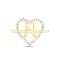Yellow Gold Diamond Initial N Ring - 1/10 Carat Total Diamond Weight