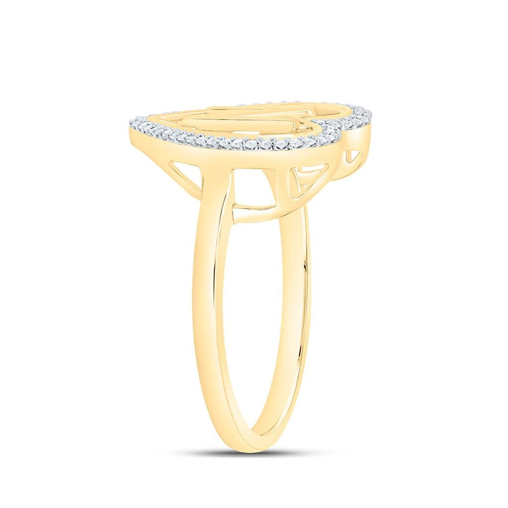 Yellow Gold Diamond Initial N Ring - 1/10 Carat Total Diamond Weight