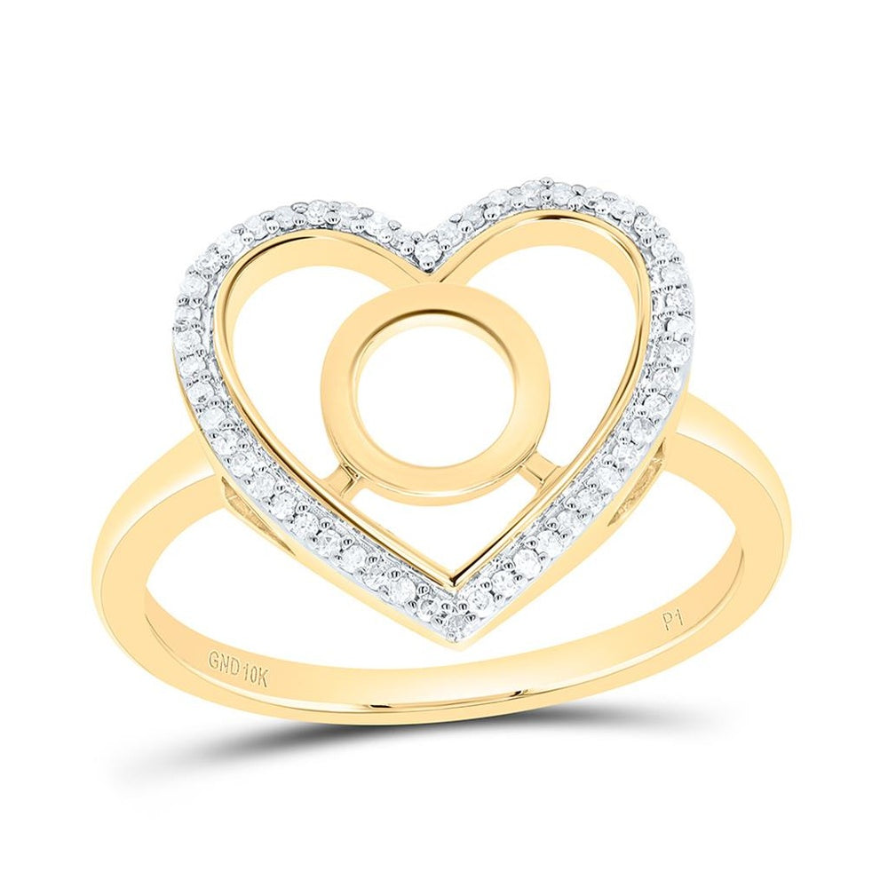 Yellow Gold Diamond Initial O Ring - 1/10 Carat Total Diamond Weight