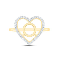 Yellow Gold Diamond Initial O Ring - 1/10 Carat Total Diamond Weight