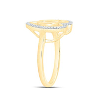 Yellow Gold Diamond Initial O Ring - 1/10 Carat Total Diamond Weight