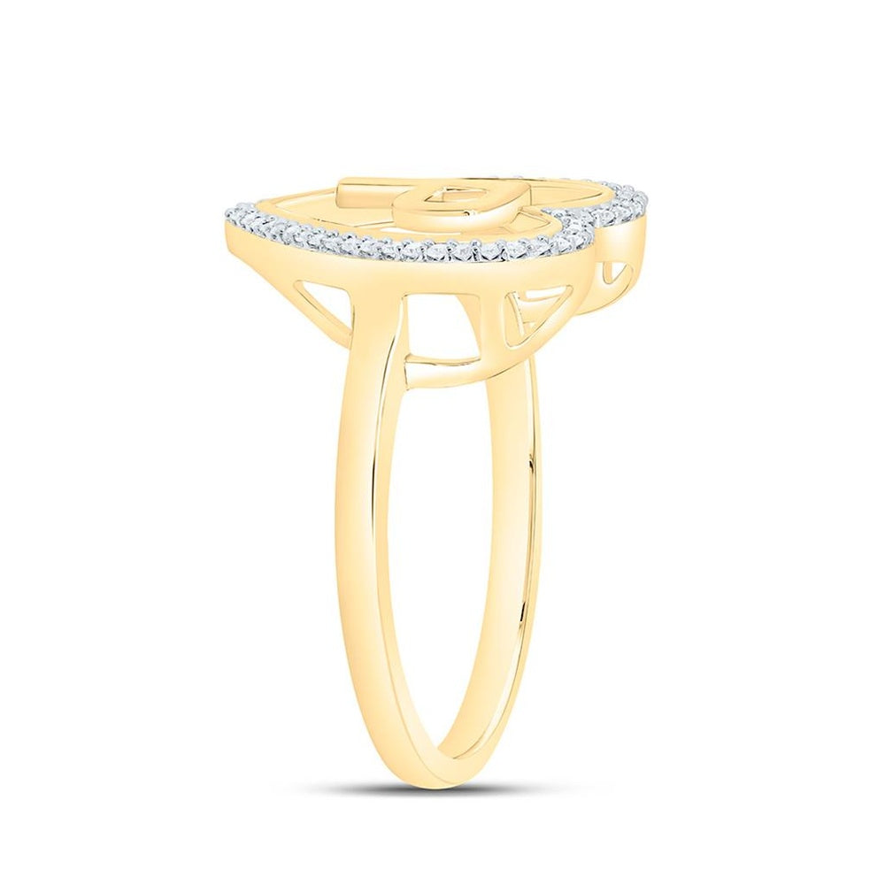 Yellow Gold Diamond Initial P Ring - 1/10 Carat Total Diamond Weight