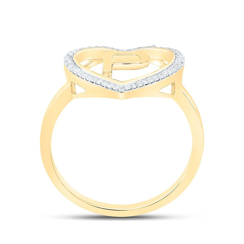 Yellow Gold Diamond Initial P Ring - 1/10 Carat Total Diamond Weight