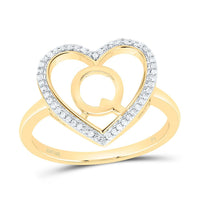 Yellow Gold Diamond Initial Q Ring - 1/10 Carat Total Diamond Weight