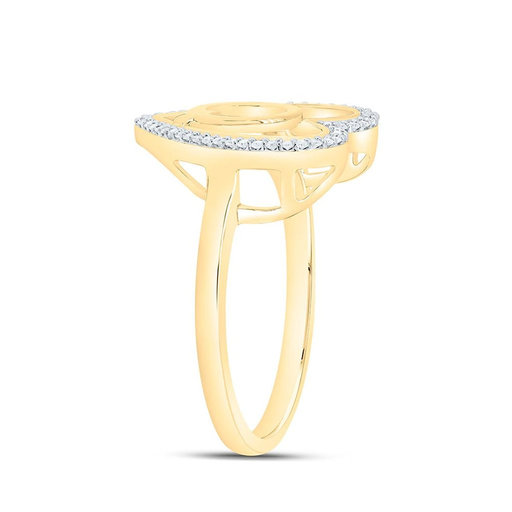 Yellow Gold Diamond Initial Q Ring - 1/10 Carat Total Diamond Weight