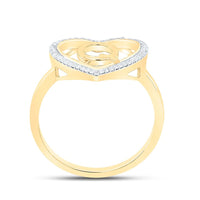 Yellow Gold Diamond Initial Q Ring - 1/10 Carat Total Diamond Weight