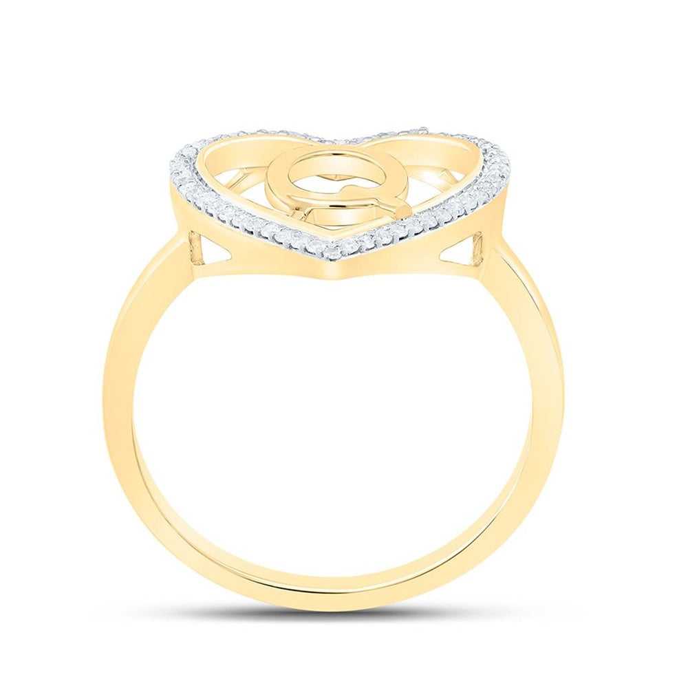 Yellow Gold Diamond Initial Q Ring - 1/10 Carat Total Diamond Weight