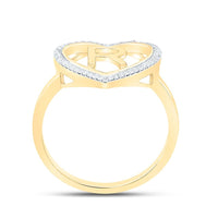 Yellow Gold Diamond Initial R Ring - 1/10 Carat Total Diamond Weight