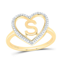 Yellow Gold Diamond Initial S Ring - 1/10 Carat Total Diamond Weight