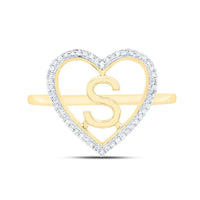 Yellow Gold Diamond Initial S Ring - 1/10 Carat Total Diamond Weight