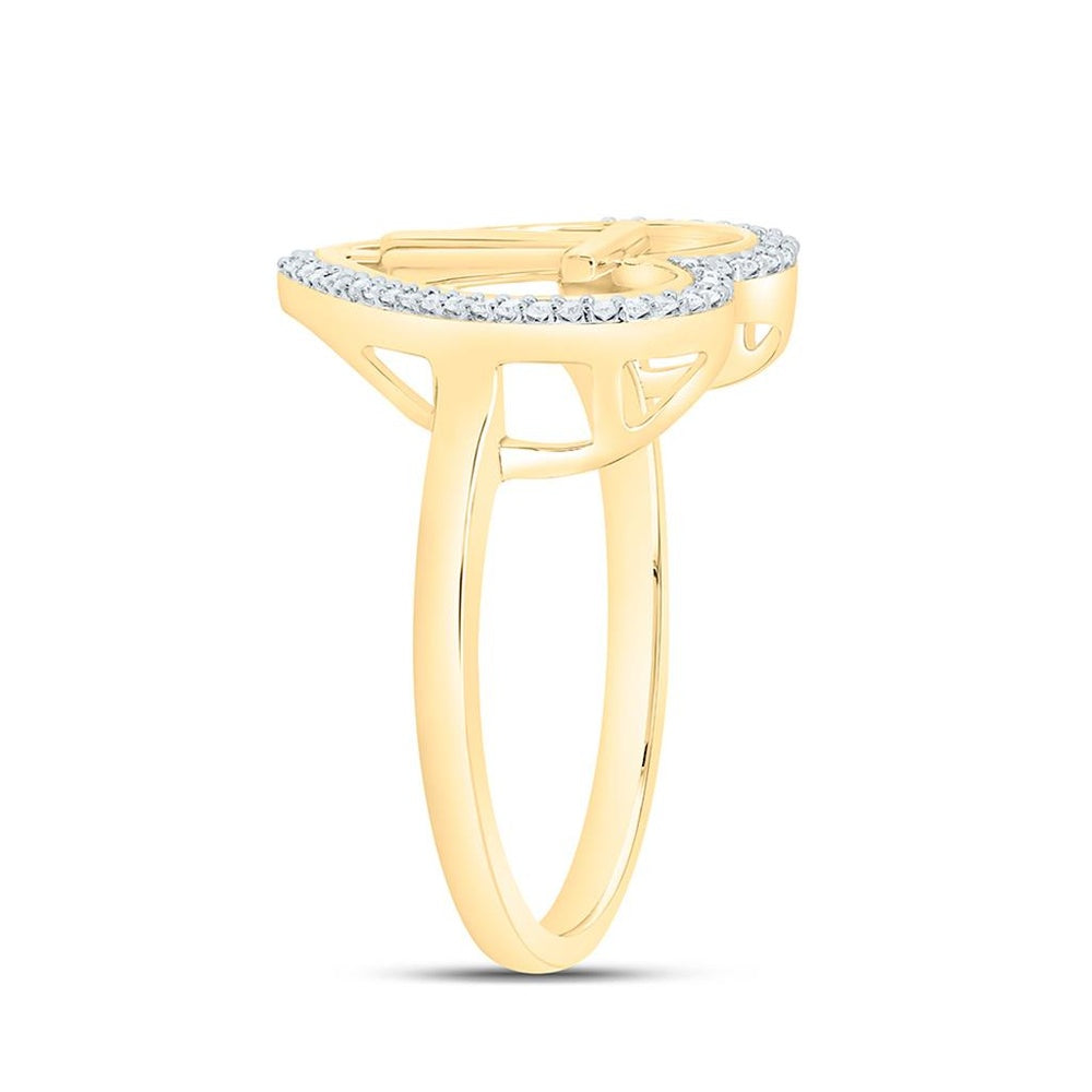 Yellow Gold Diamond Initial T Ring - 1/10 Carat Total Diamond Weight