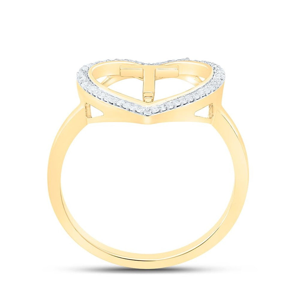 Yellow Gold Diamond Initial T Ring - 1/10 Carat Total Diamond Weight