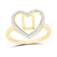 Yellow Gold Diamond Initial U Ring - 1/10 Carat Total Diamond Weight