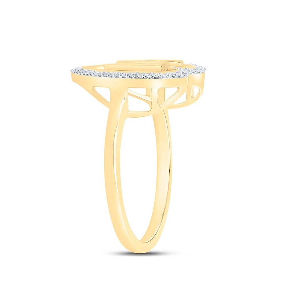 Yellow Gold Diamond Initial W Ring - 1/10 Carat Total Diamond Weight