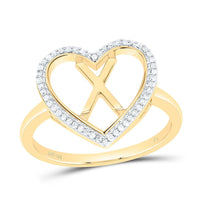 Yellow Gold Diamond Initial X Ring - 1/10 Carat Total Diamond Weight