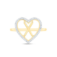 Yellow Gold Diamond Initial X Ring - 1/10 Carat Total Diamond Weight