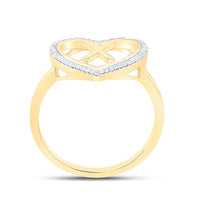 Yellow Gold Diamond Initial X Ring - 1/10 Carat Total Diamond Weight