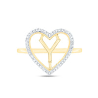Yellow Gold Diamond Initial Y Ring - 1/10 Carat Total Diamond Weight