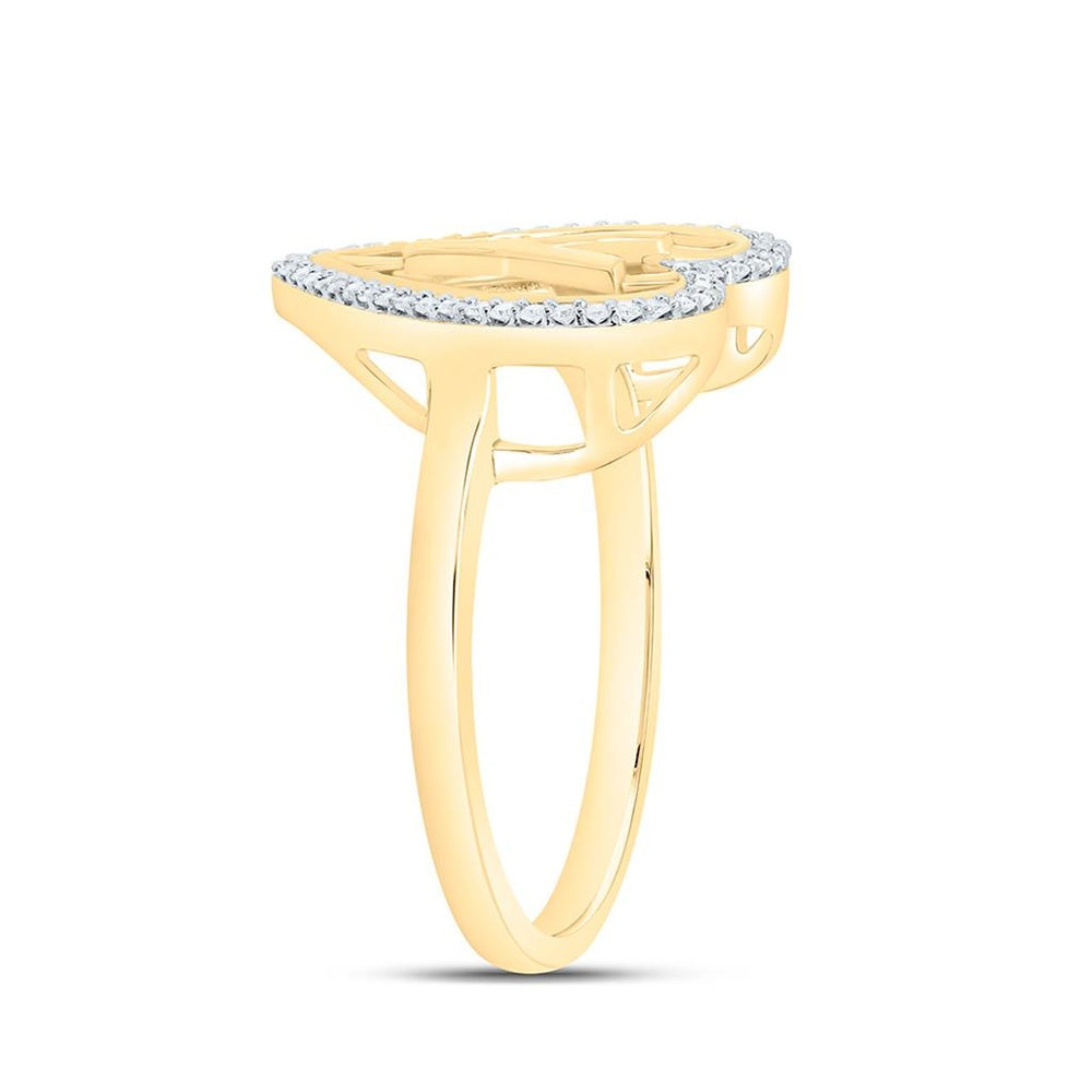 Yellow Gold Diamond Initial Y Ring - 1/10 Carat Total Diamond Weight