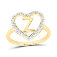Yellow Gold Diamond Initial Z Ring - 1/10 Carat Total Diamond Weight