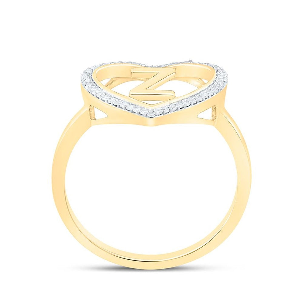 Yellow Gold Diamond Initial Z Ring - 1/10 Carat Total Diamond Weight