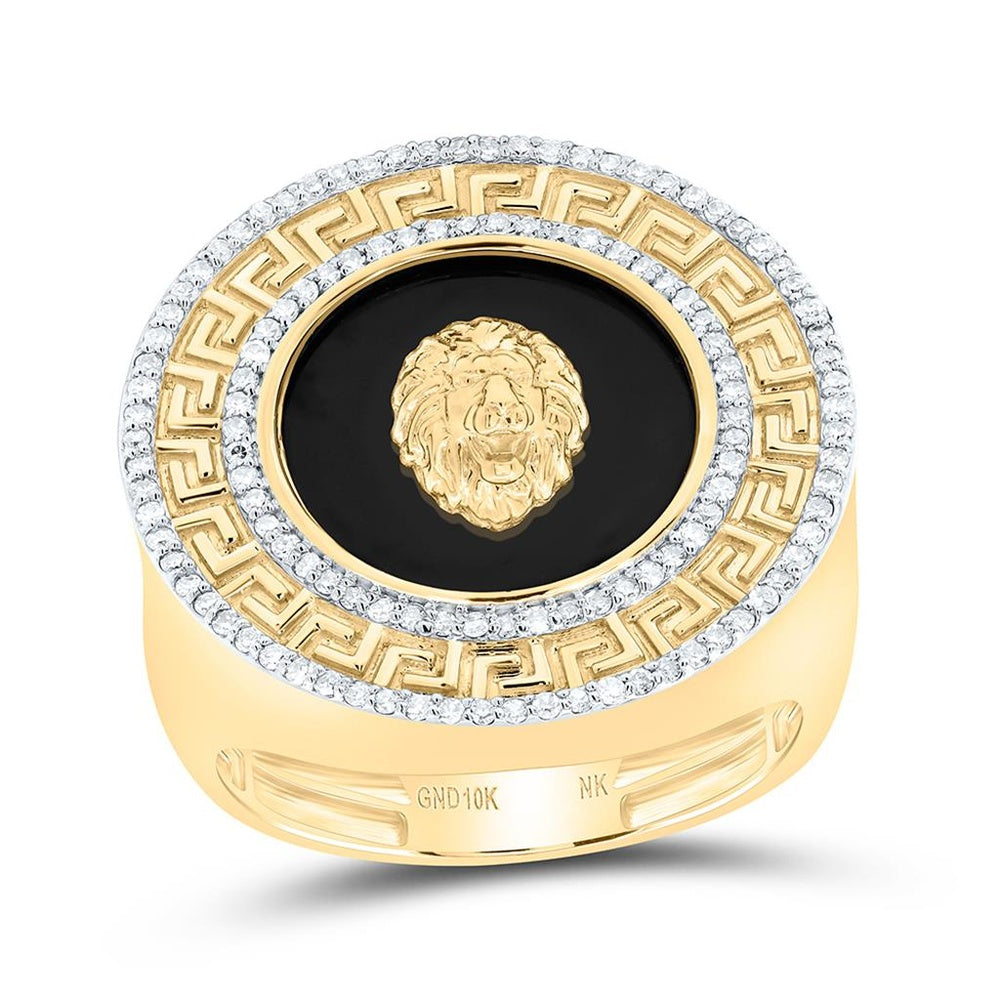 Yellow Gold Diamond Lion Ring - 1/2 Carat Total Gemstone Weight