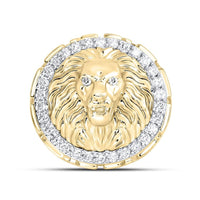 Yellow Gold Diamond Lion Ring - 7/8 Carat Total Diamond Weight