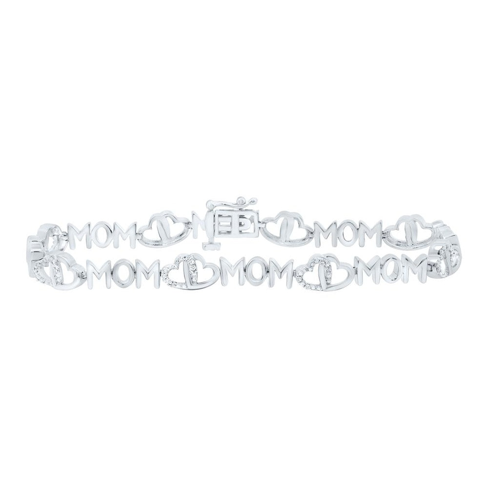 Yellow Gold Diamond Mom Heart Bracelet - 1/6 Carat Total Diamond Weight