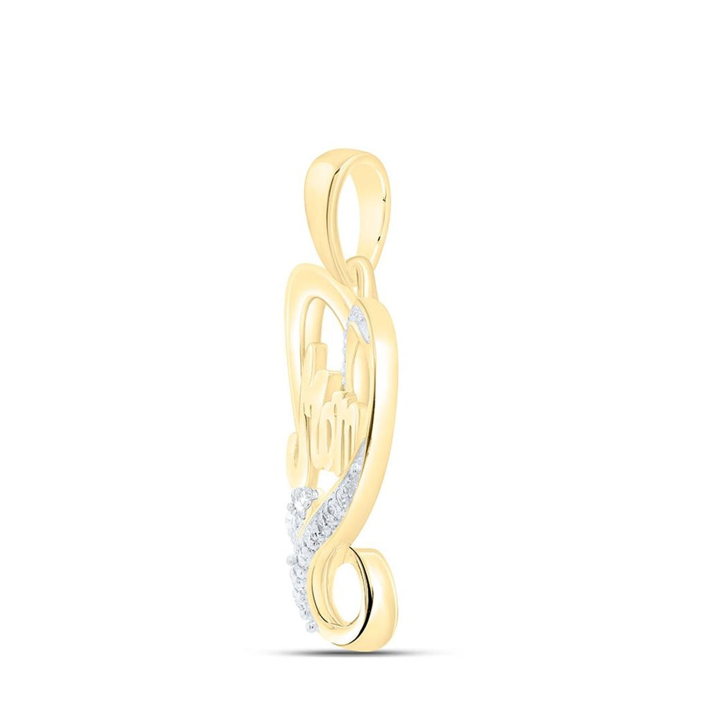 Yellow Gold Diamond Mom Heart Pendant - 1/12 Carat Total Diamond Weight