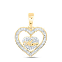 Yellow Gold Diamond Mom Heart Pendant - 1/5 Carat Total Diamond Weight