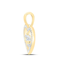 Yellow Gold Diamond Mom Heart Pendant - 1/5 Carat Total Diamond Weight