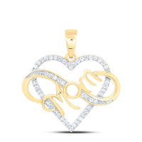 Yellow Gold Diamond Mom Heart Pendant - 1/6 Carat Total Diamond Weight