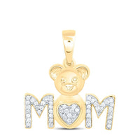 Yellow Gold Diamond Mom Heart Pendant - 1/6 Carat Total Diamond Weight