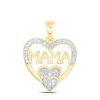 Yellow Gold Diamond Mom Heart Pendant - 1/8 Carat Total Diamond Weight