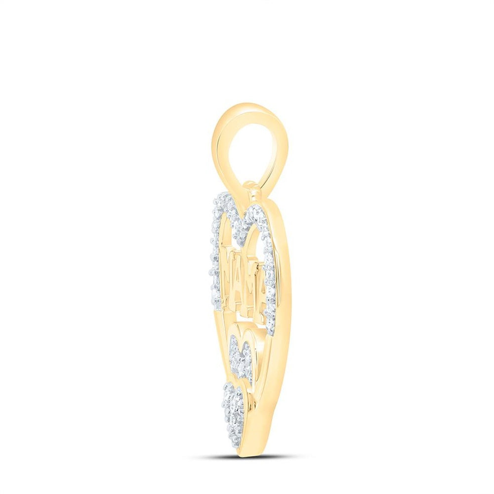 Yellow Gold Diamond Mom Heart Pendant - 1/8 Carat Total Diamond Weight