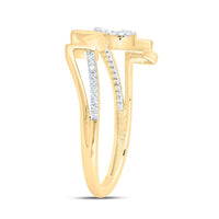 Yellow Gold Diamond Mom Heart Ring - 1/10 Carat Total Diamond Weight