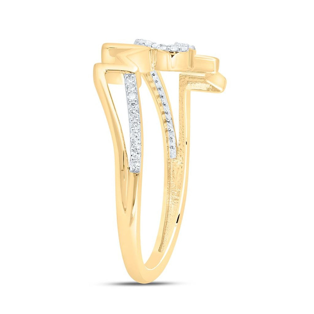 Yellow Gold Diamond Mom Heart Ring - 1/10 Carat Total Diamond Weight